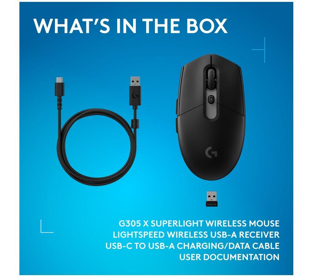 LOGITECH G305 X Superlight Wireless Optical Gaming Mouse - Black image number 6 of 6