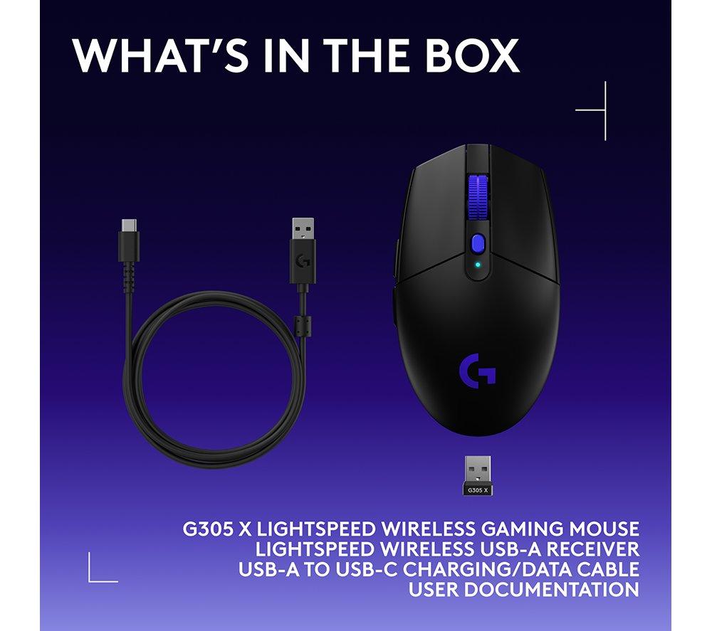 LOGITECH G305 X Superlight Wireless Optical Gaming Mouse - Black image number 10 of 11