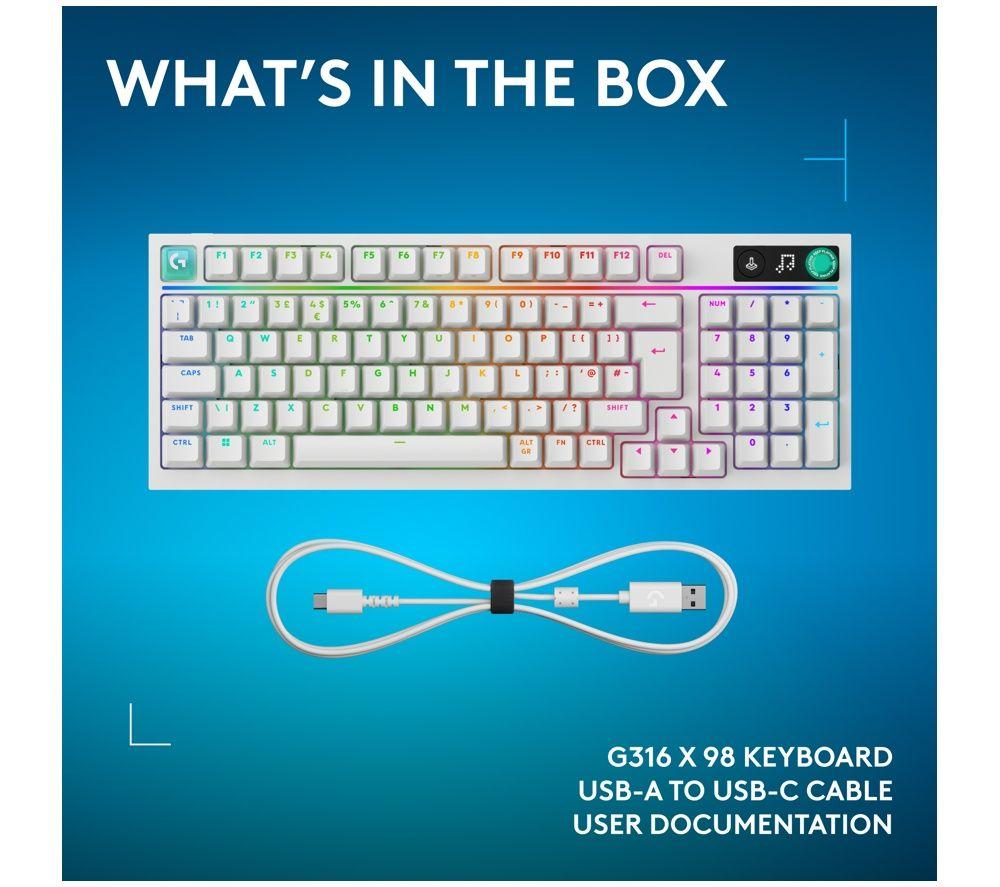 LOGITECH G316 X 98 Mechanical Gaming Keyboard - White image number 6 of 6