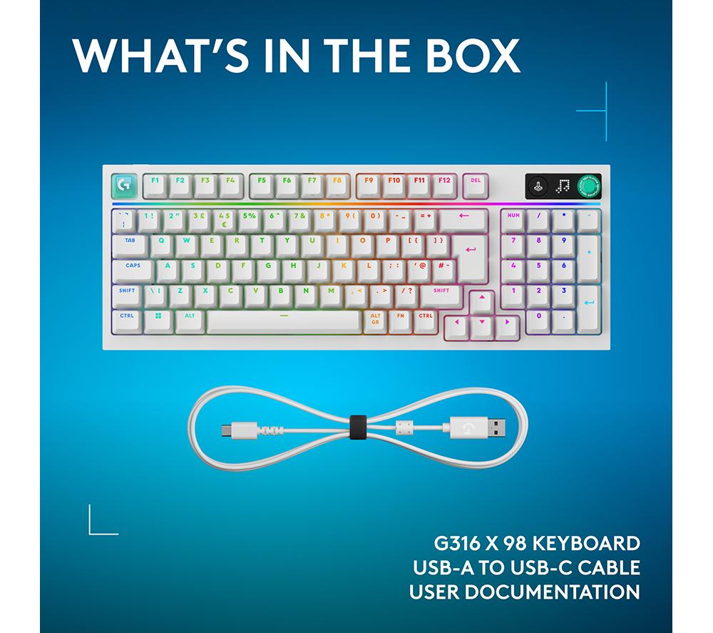LOGITECH G316 X 98 Mechanical Gaming Keyboard - White image number 11 of 11