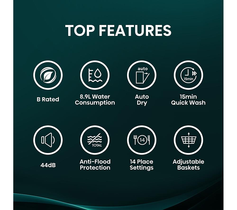 HISENSE Hi4 HS642B90X Full-size Dishwasher - Silver image number 3 of 20