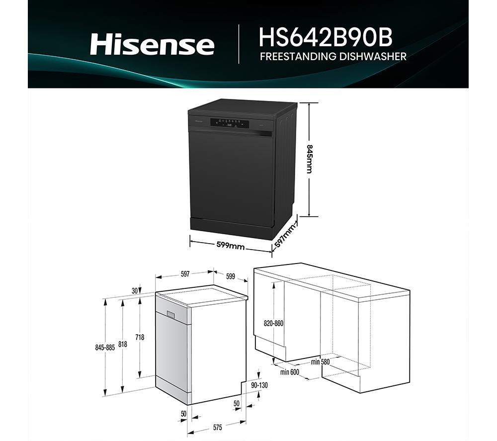 HISENSE Hi4 HS642B90B Full-size Dishwasher - Black image number 13 of 20