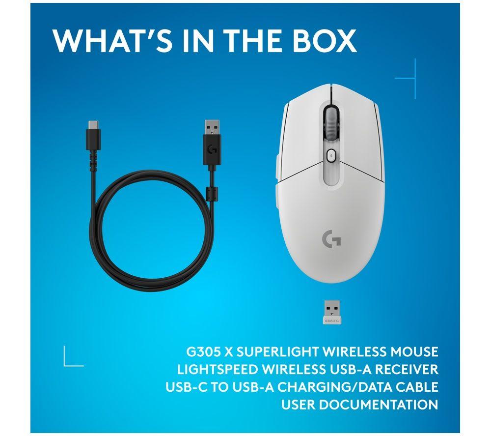 LOGITECH G305 X Superlight Wireless Optical Gaming Mouse - White image number 5 of 5