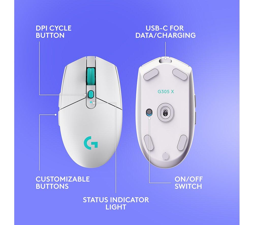 LOGITECH G305 X Superlight Wireless Optical Gaming Mouse - White image number 9 of 11