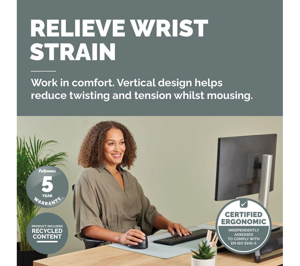 FELLOWES Breyta Plus+ Vertical Ergonomic Optical Mouse - Black, Large, Right-Handed image number 3 of 10