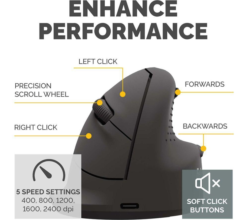 FELLOWES Breyta Plus+ Vertical Ergonomic Optical Mouse - Black, Large, Right-Handed image number 10 of 10