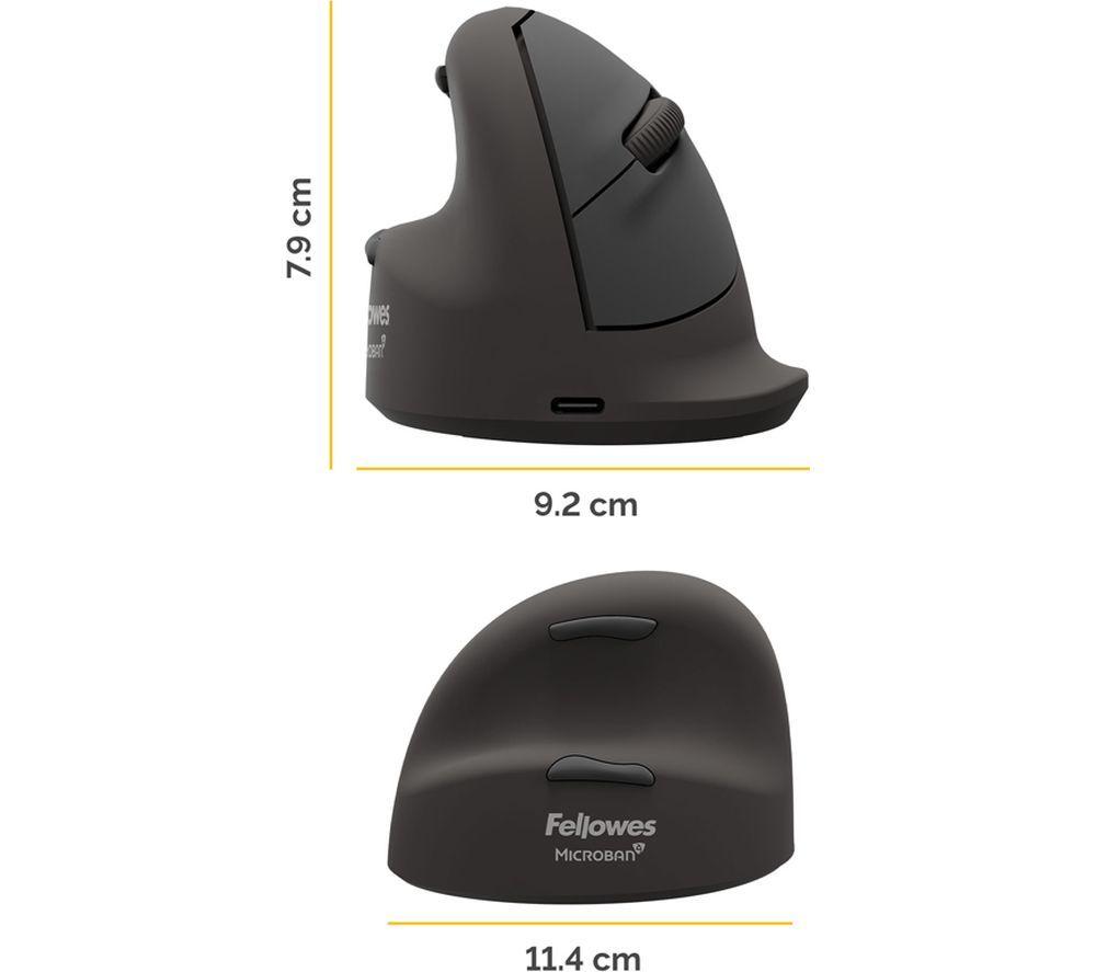 FELLOWES Breyta Plus+ Vertical Ergonomic Optical Mouse - Black, Large, Left-Handed image number 5 of 10