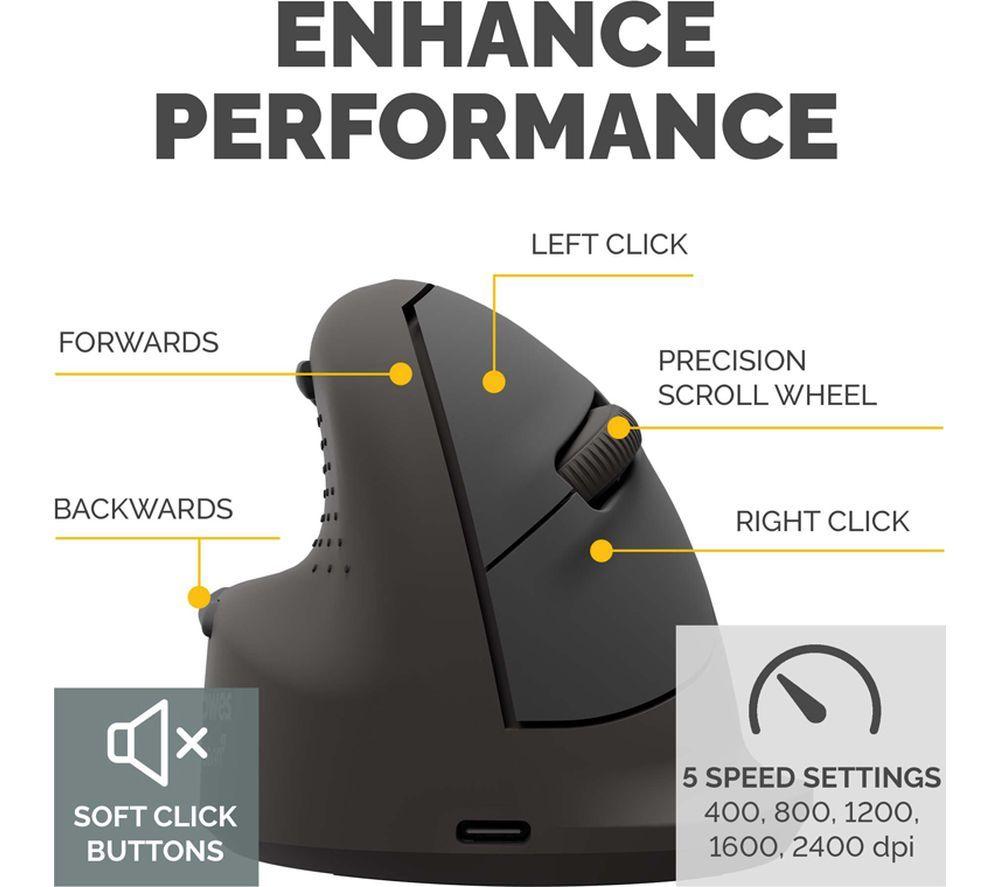 FELLOWES Breyta Plus+ Vertical Ergonomic Optical Mouse - Black, Large, Left-Handed image number 8 of 10