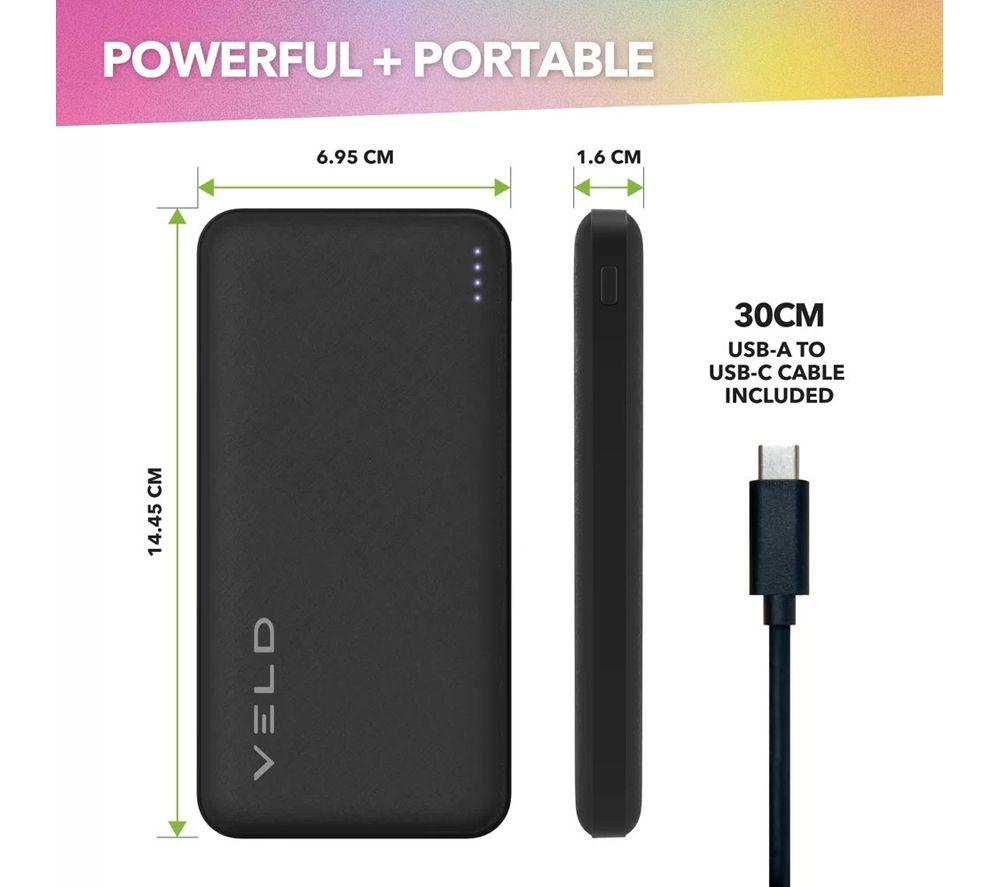 VELD VEPB1022B 10,000 mAh Portable Power Bank - Black image number 3 of 5