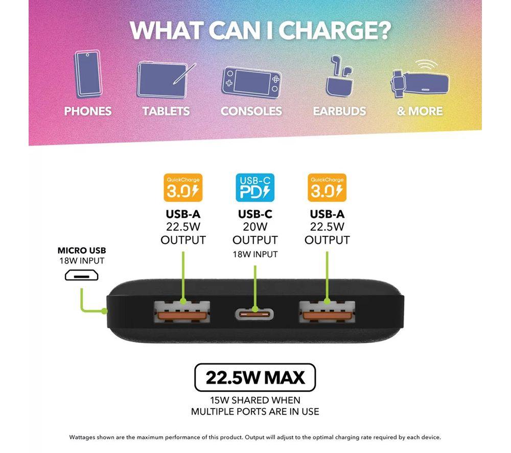 VELD VEPB1022B 10,000 mAh Portable Power Bank - Black image number 4 of 5