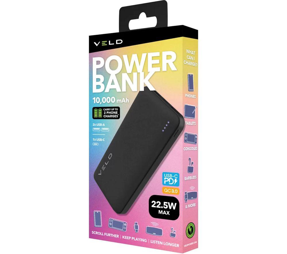 VELD VEPB1022B 10,000 mAh Portable Power Bank - Black image number 5 of 5