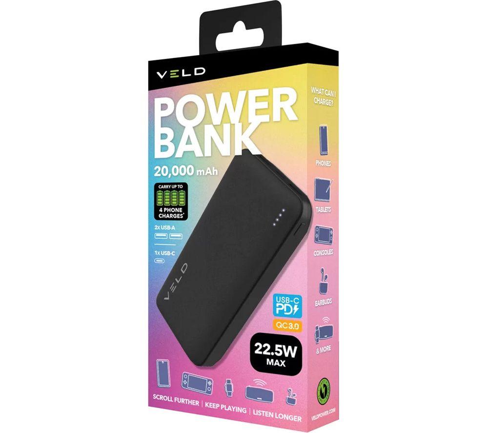 VELD VEPB2022B 20,000 mAh Portable Power Bank - Black image number 2 of 5