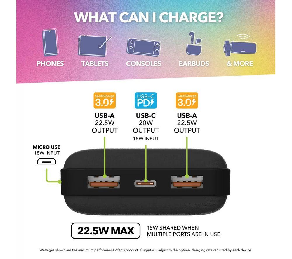 VELD VEPB2022B 20,000 mAh Portable Power Bank - Black image number 3 of 5