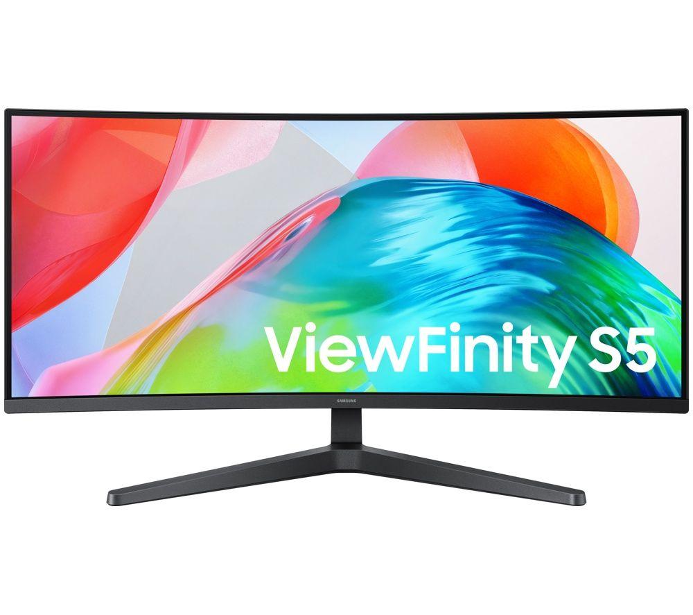 SAMSUNG ViewFinity S5 Ultra-Wide Quad HD 34inch Curved VA LED Monitor - Black