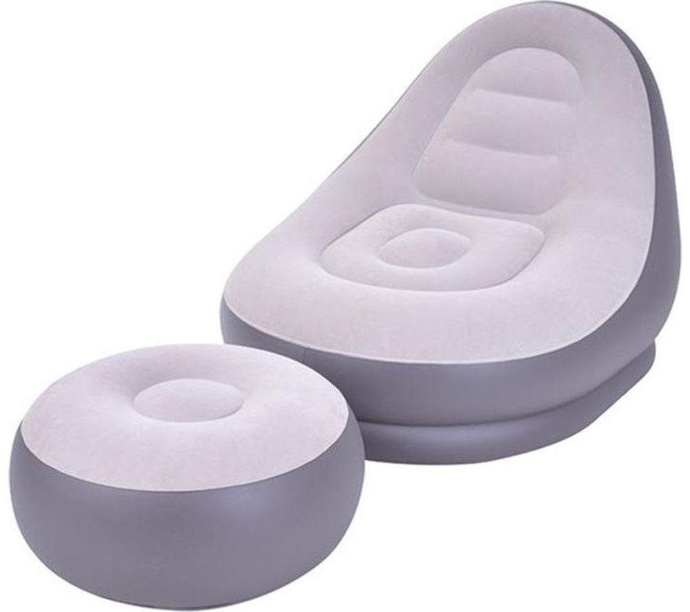 Benross Deluxe Inflatable Lounger With Foot Stool - White