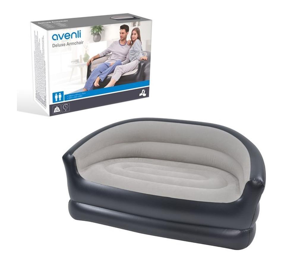 BENROSS 98139 Deluxe Double Inflatable Armchair Sofa - White & Grey image number 2 of 4