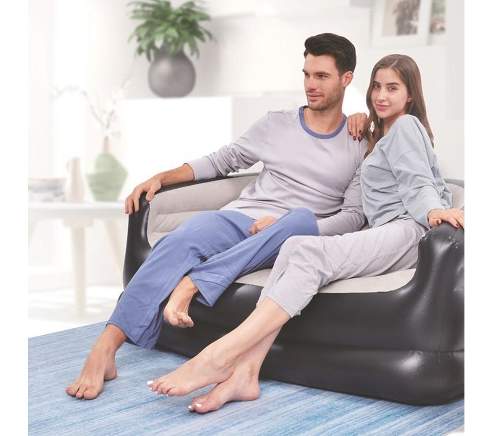 BENROSS 98139 Deluxe Double Inflatable Armchair Sofa - White & Grey image number 3 of 4