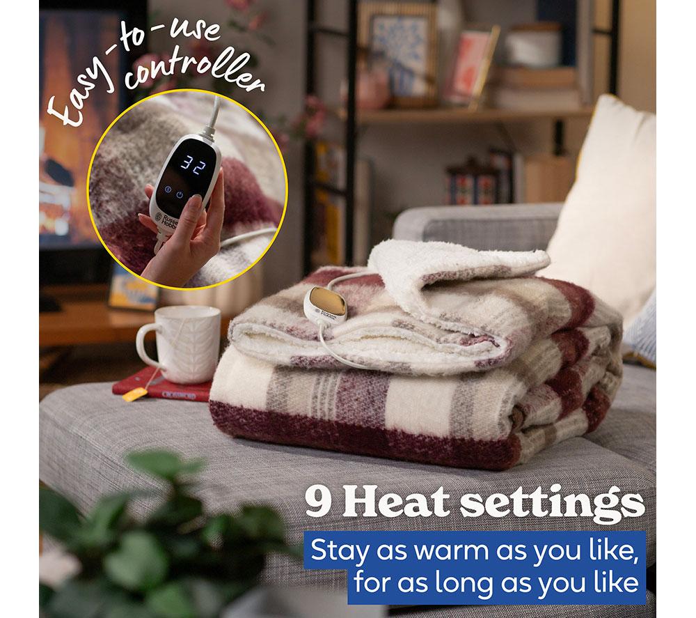 RUSSELL HOBBS RHHT1006TAR Faux Wool & Sherpa Heated Throw - Tartan image number 6 of 12