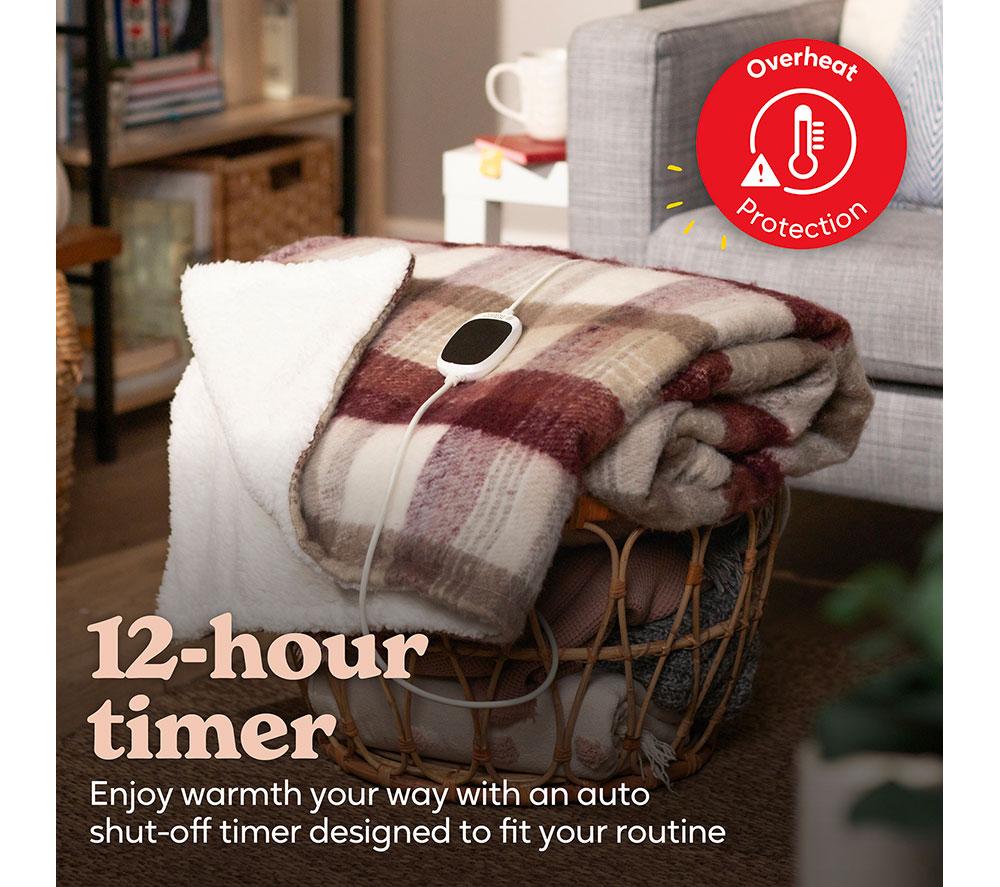 RUSSELL HOBBS RHHT1006TAR Faux Wool & Sherpa Heated Throw - Tartan image number 7 of 12