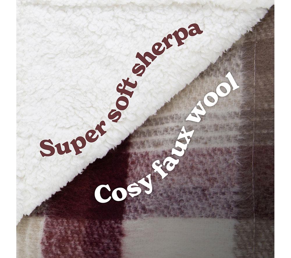 RUSSELL HOBBS RHHT1006TAR Faux Wool & Sherpa Heated Throw - Tartan image number 8 of 12