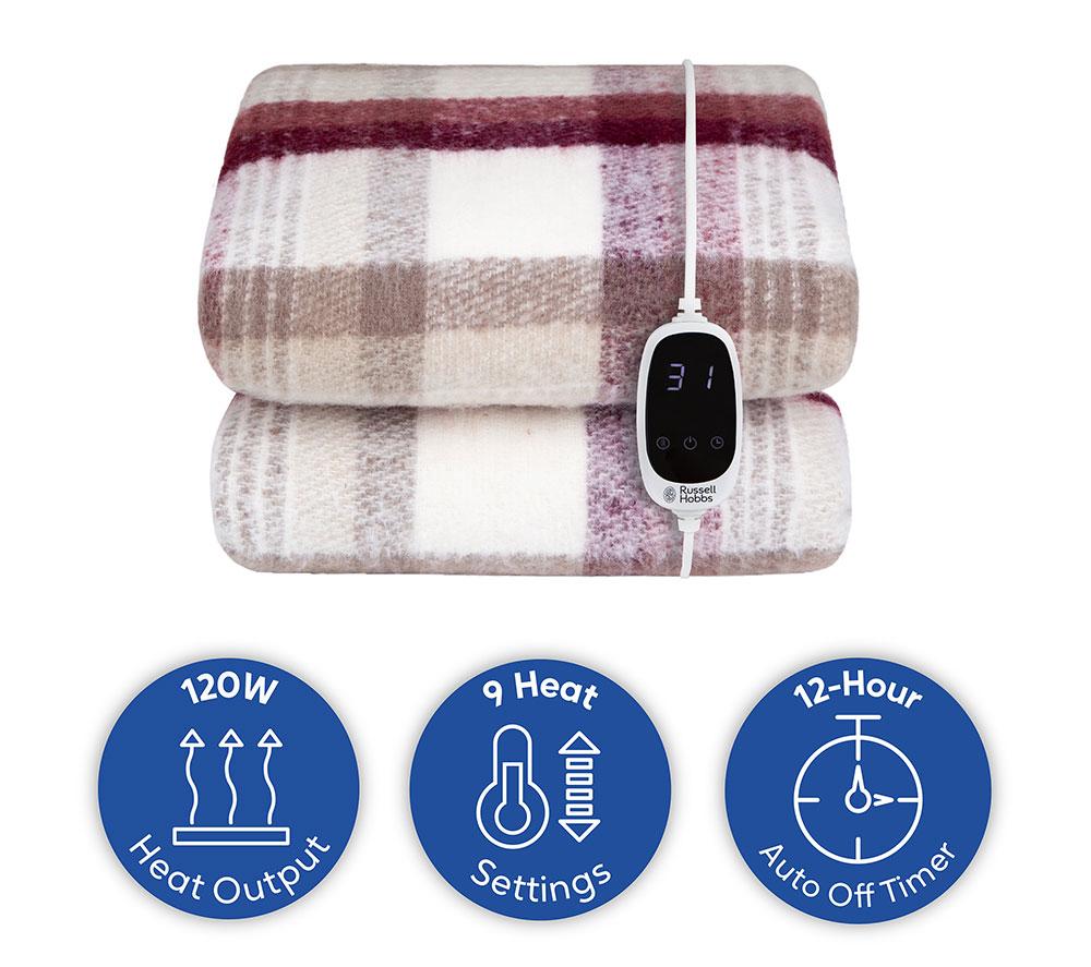 RUSSELL HOBBS RHHT1006TAR Faux Wool & Sherpa Heated Throw - Tartan image number 11 of 12