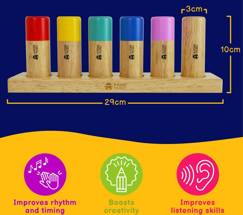 A-STAR 6-Piece Wooden Shaker Set - Rainbow image number 3 of 4