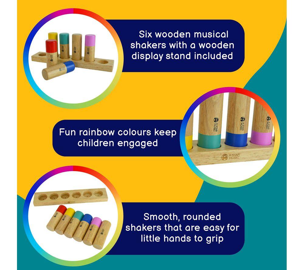A-STAR 6-Piece Wooden Shaker Set - Rainbow image number 4 of 4
