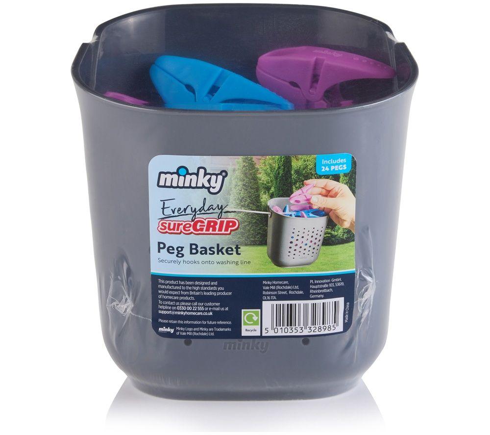 MINKY Everyday sureGRIP Peg Basket with 24 Pegs - Grey