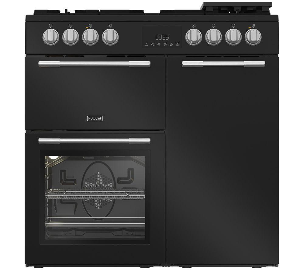 HOTPOINT RH90FA20B 90 cm Dual Fuel Range Cooker - Black