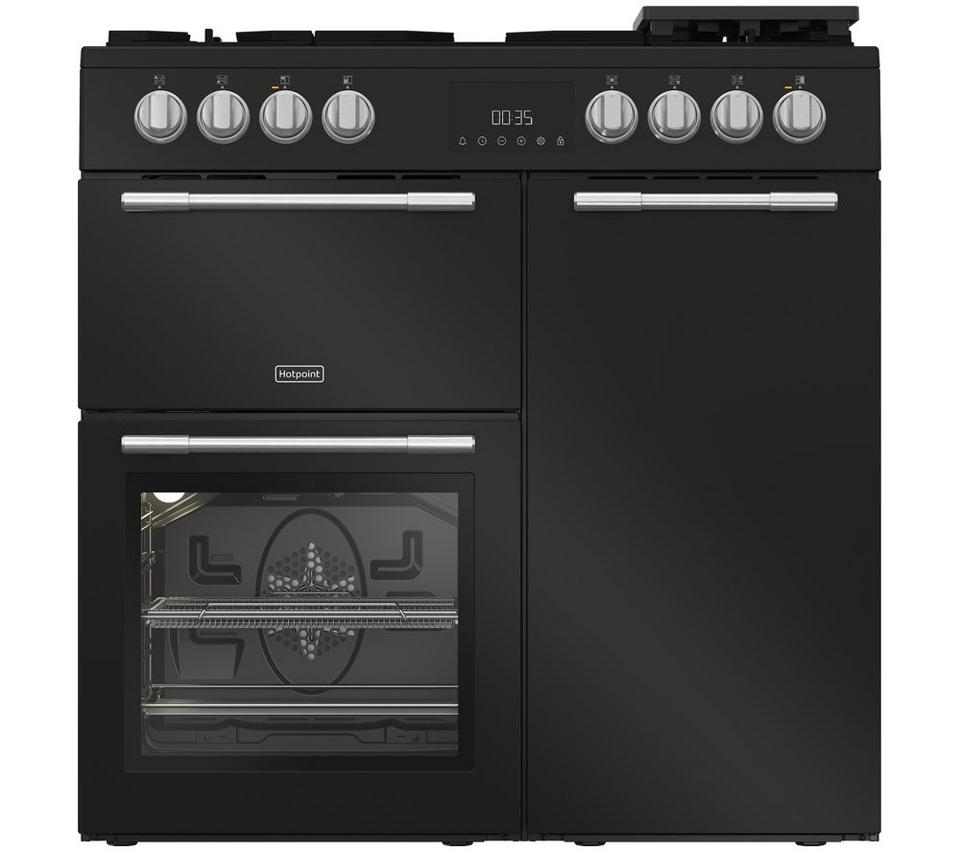 HOTPOINT RH90FA20B 90 cm Dual Fuel Range Cooker - Black