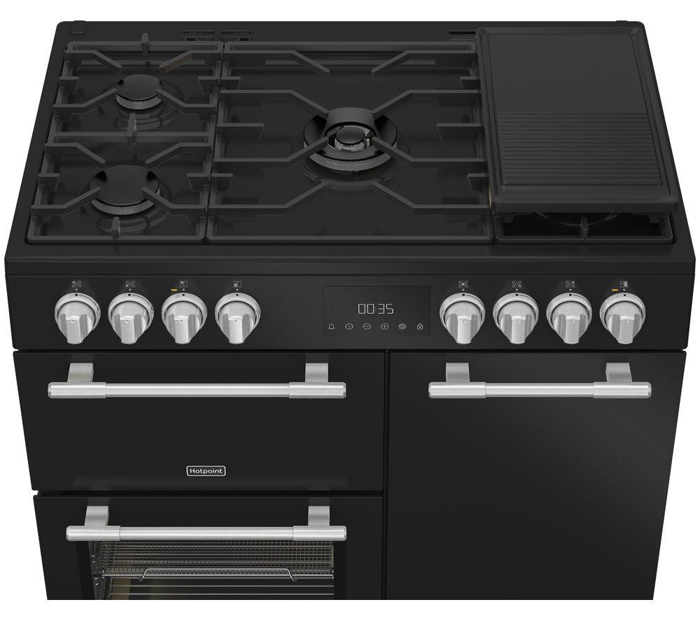 HOTPOINT RH90FA20B 90 cm Dual Fuel Range Cooker - Black image number 4 of 10