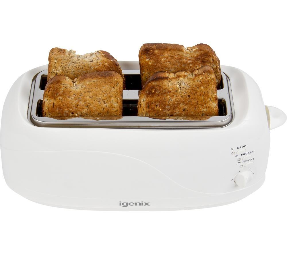 IGENIX IGT0420W Long-Slot 4-Slice Toaster - White image number 2 of 17
