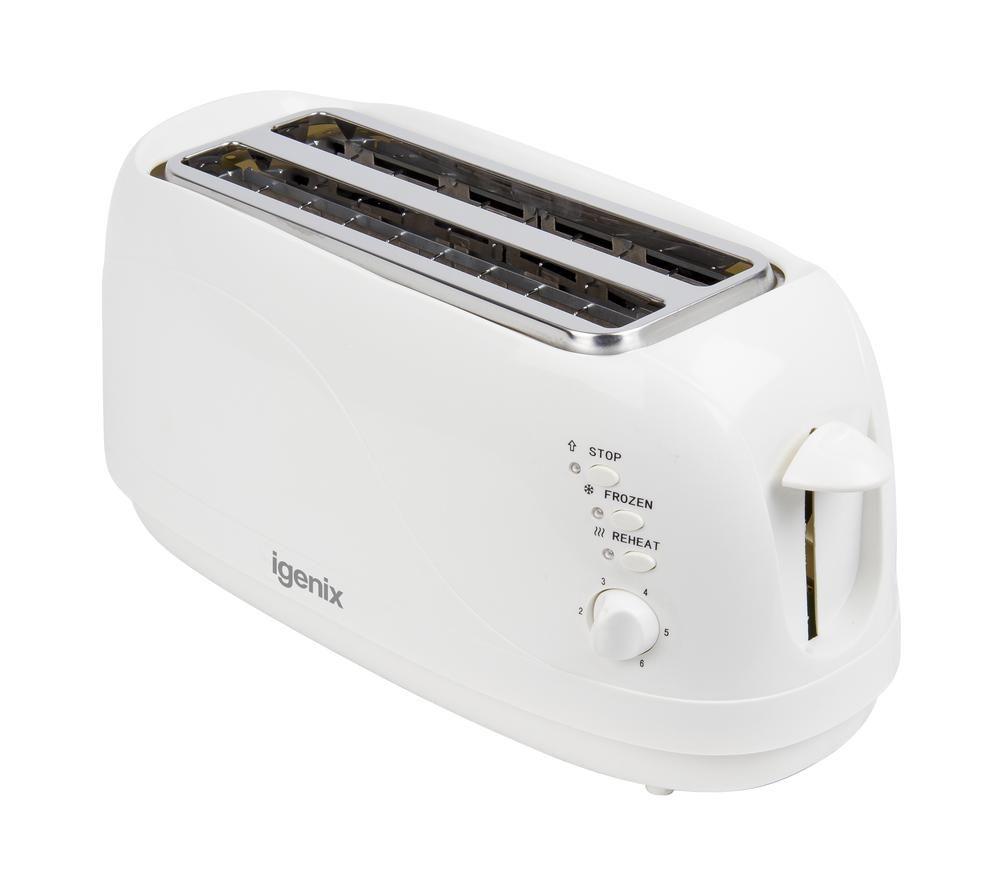 IGENIX IGT0420W Long-Slot 4-Slice Toaster - White image number 4 of 17