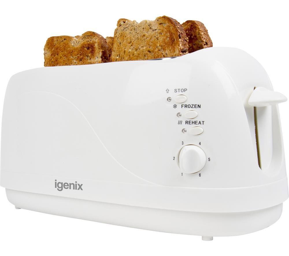 IGENIX IGT0420W Long-Slot 4-Slice Toaster - White image number 5 of 17