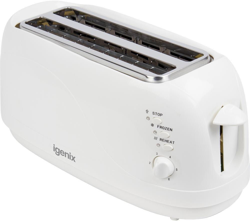 IGENIX IGT0420W Long-Slot 4-Slice Toaster - White image number 6 of 17