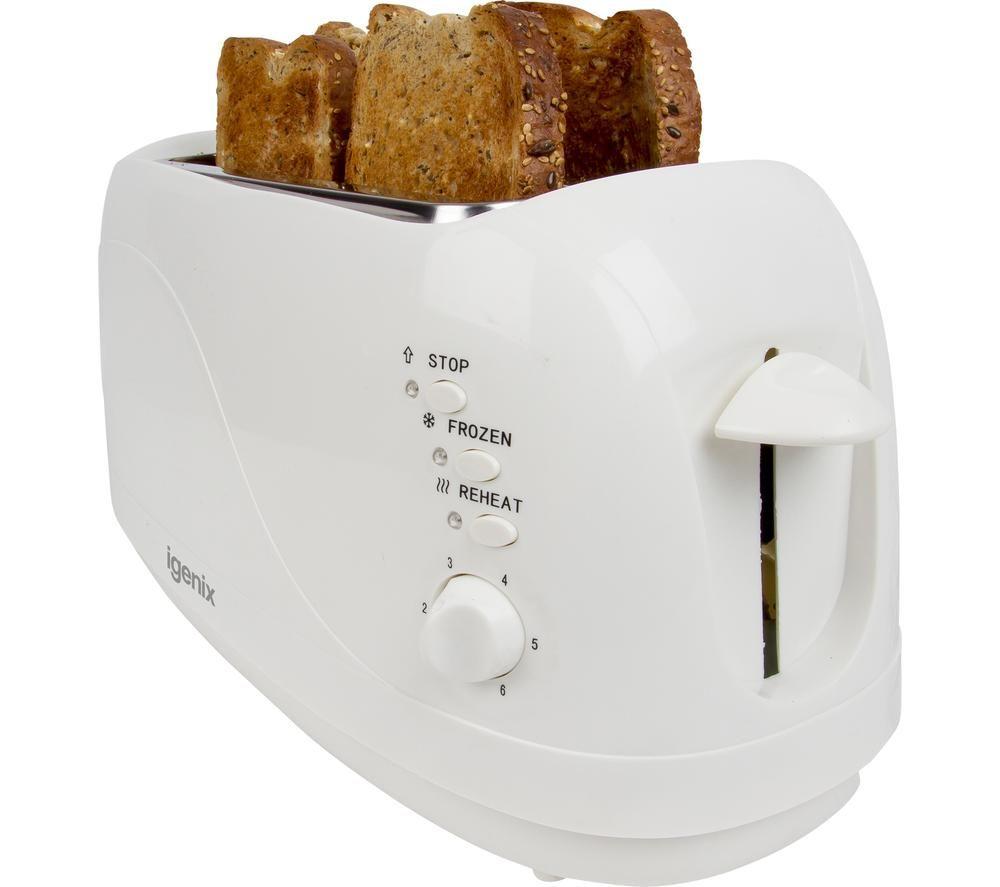 IGENIX IGT0420W Long-Slot 4-Slice Toaster - White image number 7 of 17