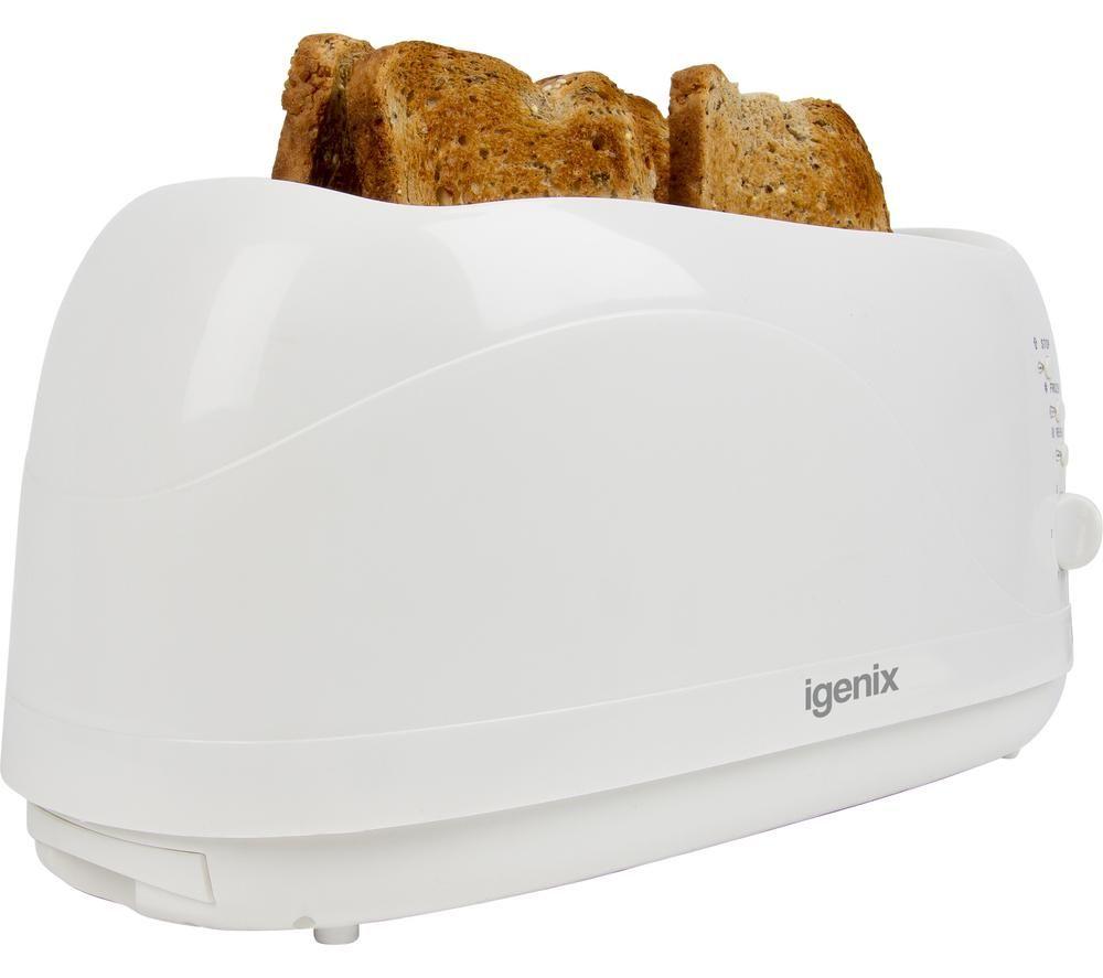 IGENIX IGT0420W Long-Slot 4-Slice Toaster - White image number 10 of 17