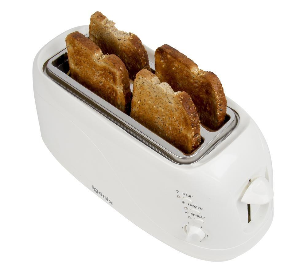 IGENIX IGT0420W Long-Slot 4-Slice Toaster - White image number 14 of 17