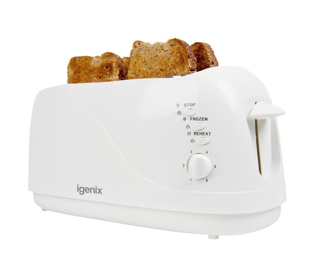 IGENIX IGT0420W Long-Slot 4-Slice Toaster - White image number 15 of 17