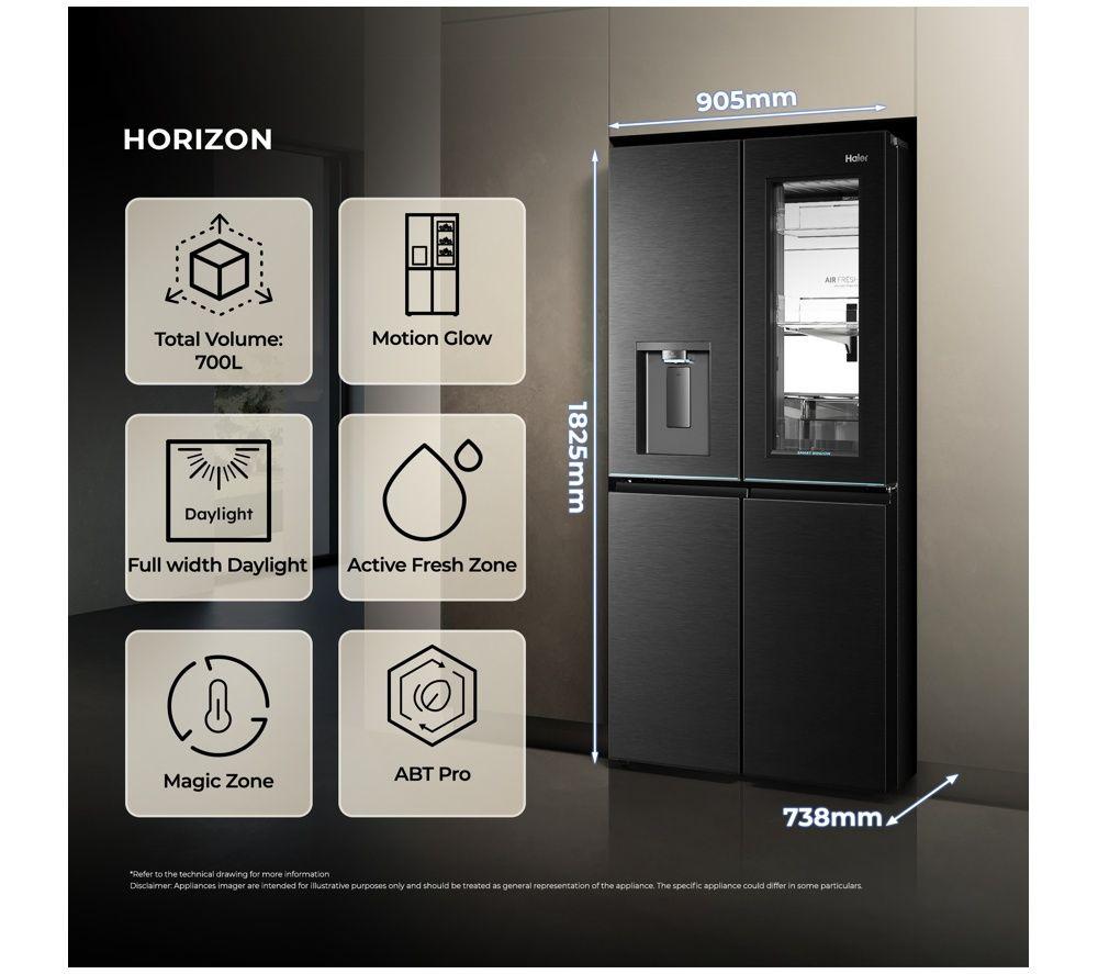 HAIER Horizon Cube Series 9 HCW99F18DHMB American-Style Smart Fridge Freezer - Obsidian Steel image number 3 of 8