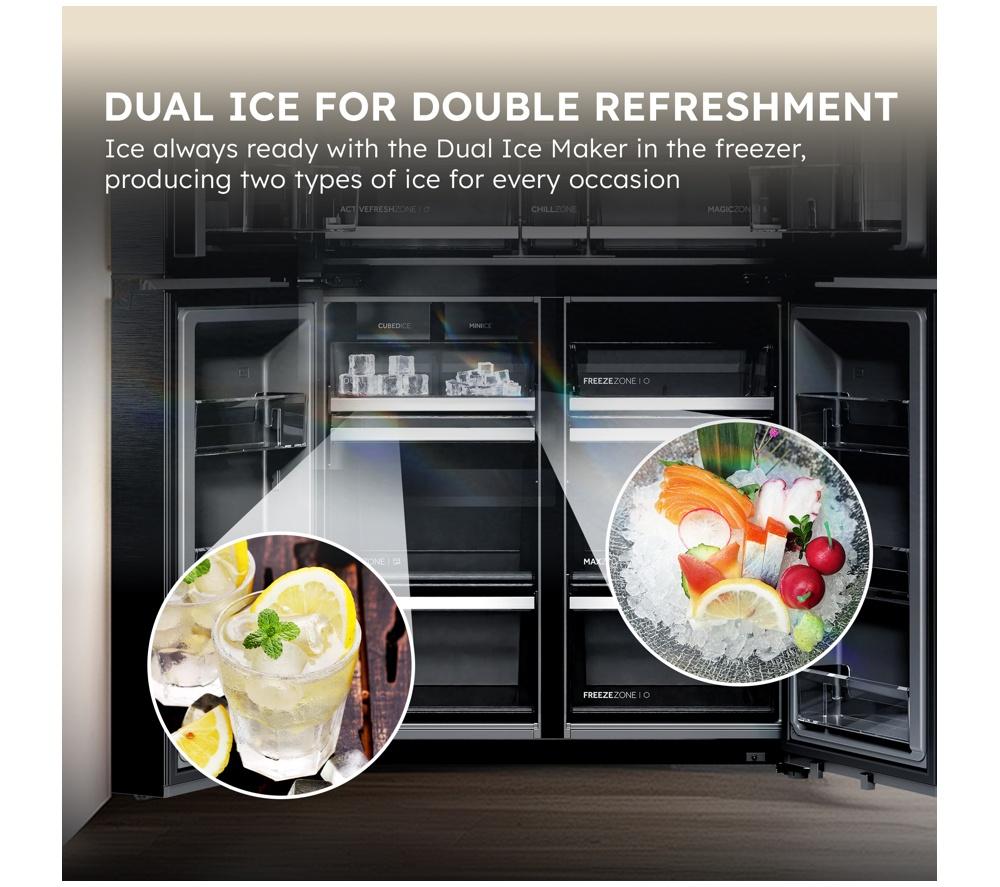 HAIER Horizon Cube Series 9 HCW99F18DHMB American-Style Smart Fridge Freezer - Obsidian Steel image number 10 of 18