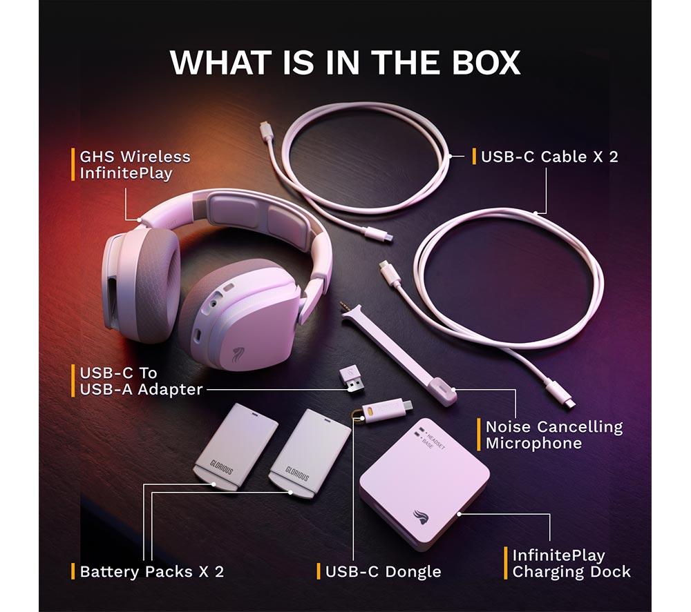GLORIOUS GHS InfinitePlay Wireless Gaming Headset - White image number 11 of 11