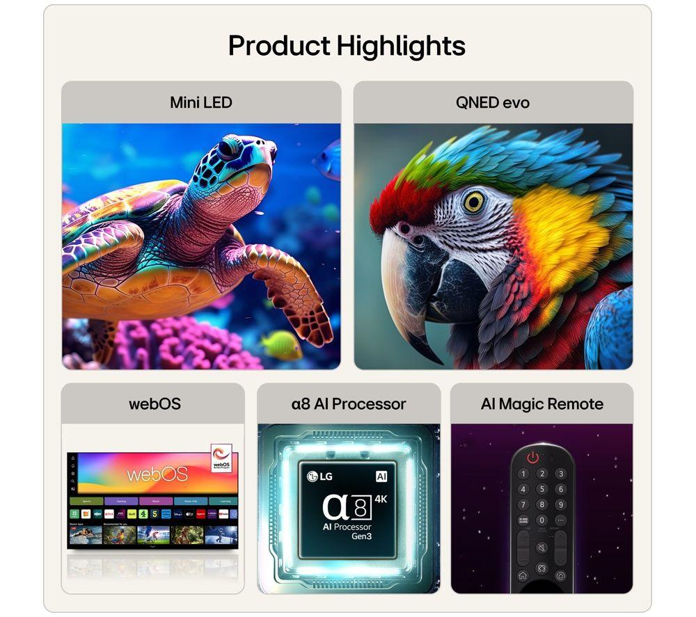 LG QNED83 55" QNED Mini LED AI 4K HDR Smart TV 2026 - 55QNED83B6A image number 2 of 6