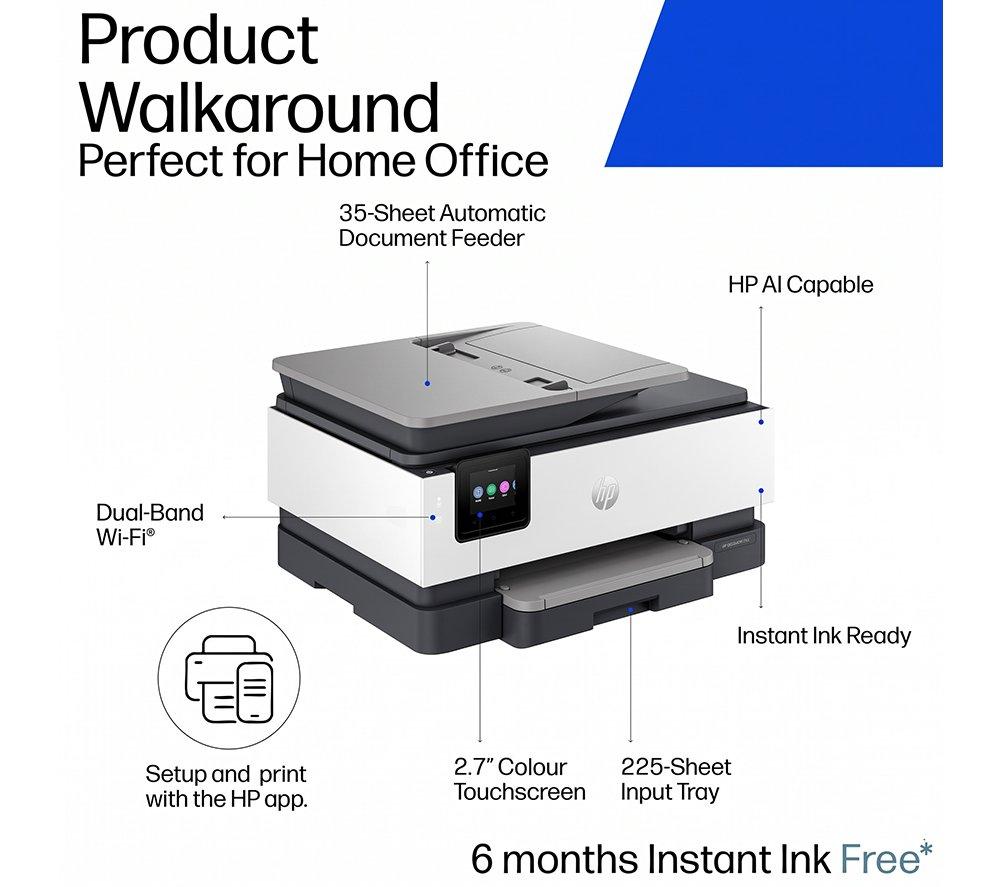 HP OfficeJet Pro 8124 All-in-One Wireless Inkjet Printer with Instant Ink image number 3 of 20