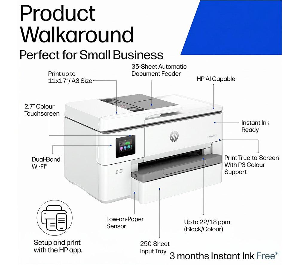HP OfficeJet Pro 9720 All-in-One Wireless A3 Inkjet Printer image number 3 of 21