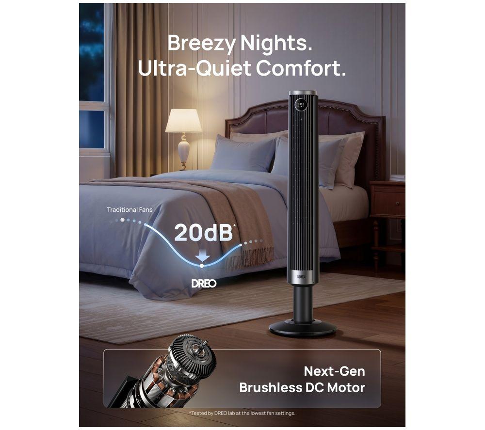 DREO 554S Smart Tower Fan - Black image number 4 of 5
