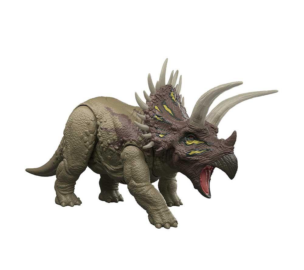MATTEL Jurassic World Wild Roar Triceratops Figure image number 7 of 13