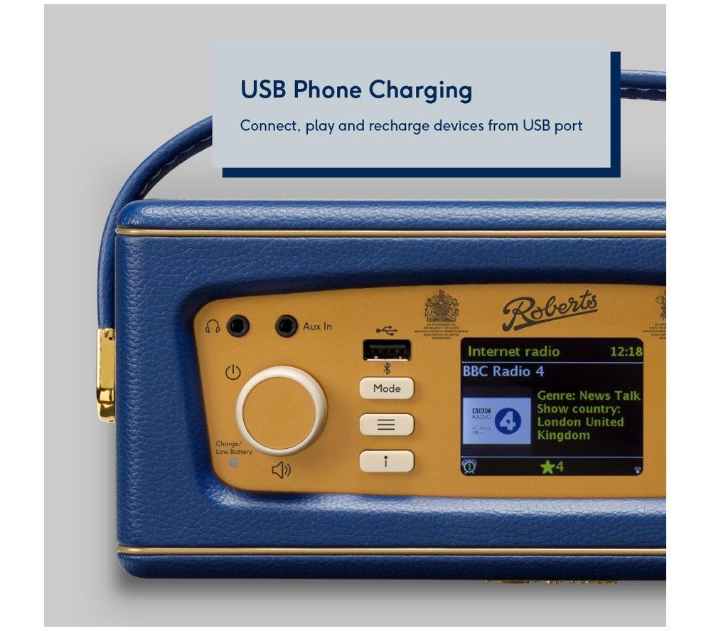 ROBERTS Revival iStream 3L Portable DAB+/FM Retro Smart Bluetooth Radio - Midnight Blue image number 2 of 6