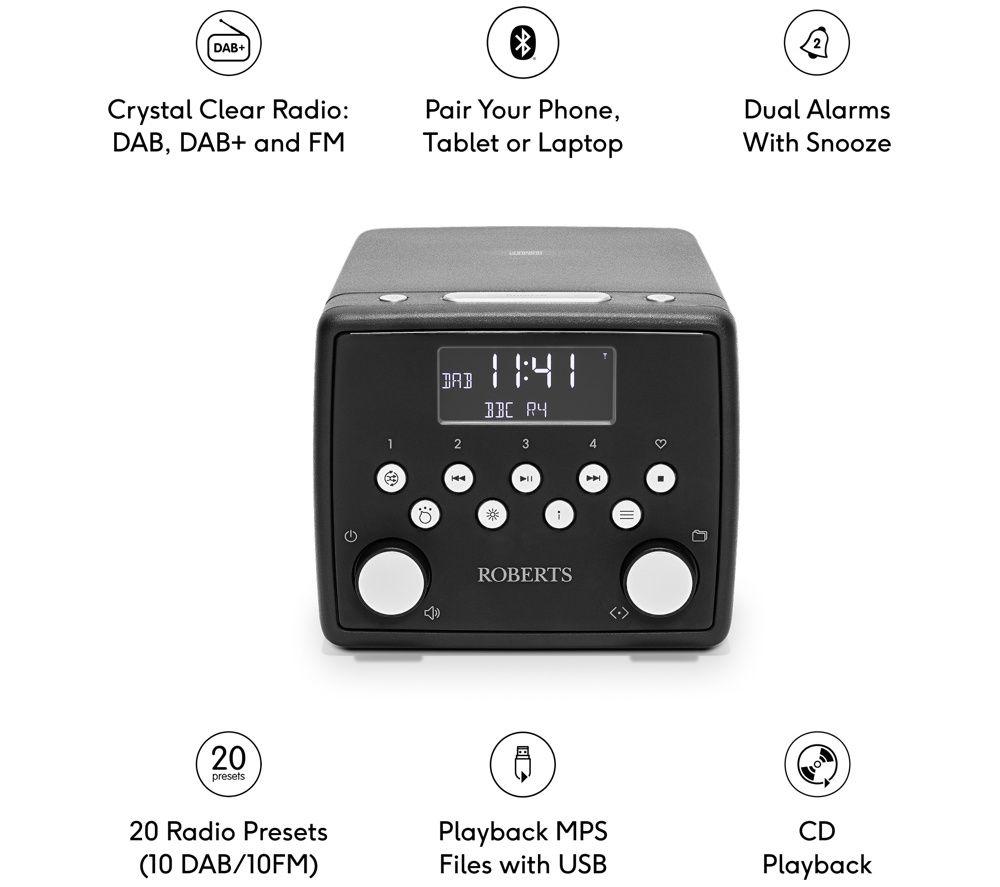 ROBERTS Sound 49 DAB+/FM Bluetooth Clock Radio - Black image number 8 of 9