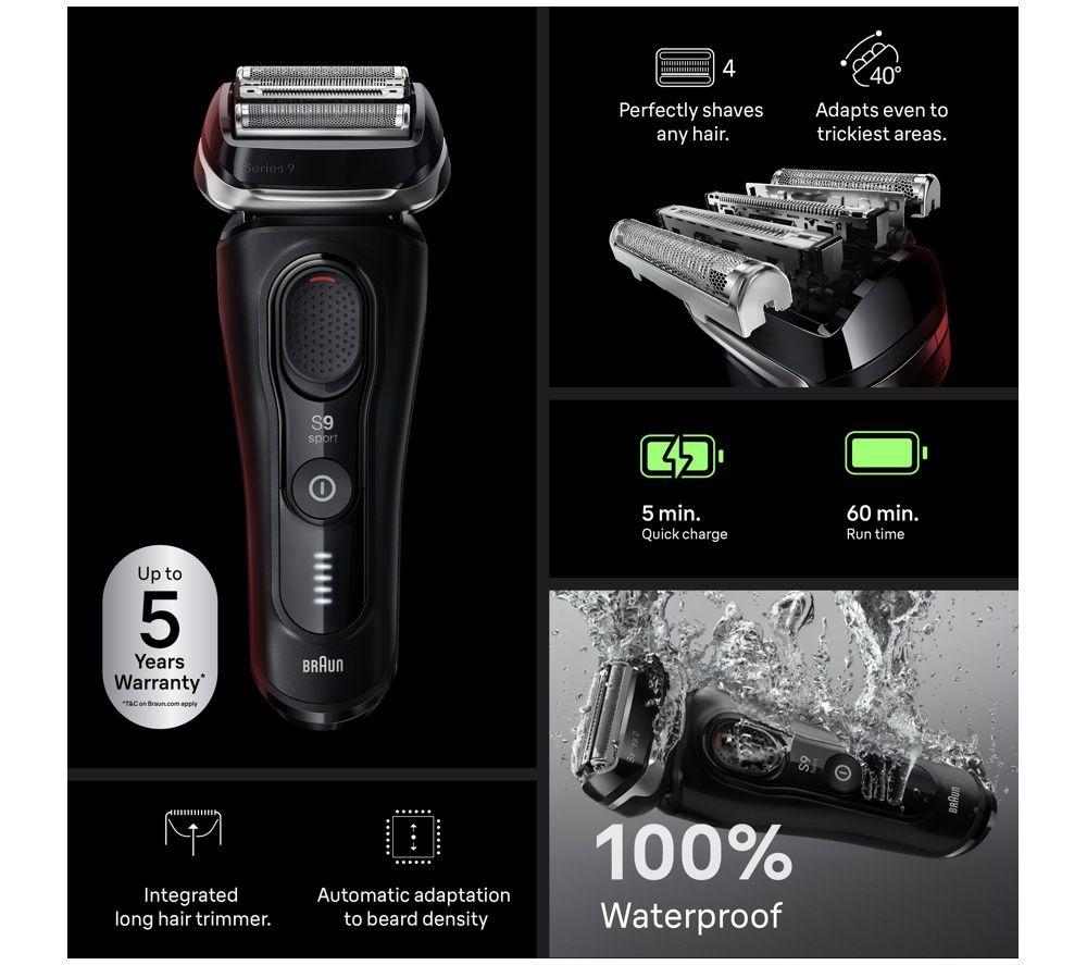 BRAUN Series 9 Sport S9150cc Wet & Dry Shaver with SmartCare Centre - Black image number 6 of 6